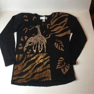 Safari Giraffe Ramie Sweater | Novelty Animal Print Knit · Victoria Harbour